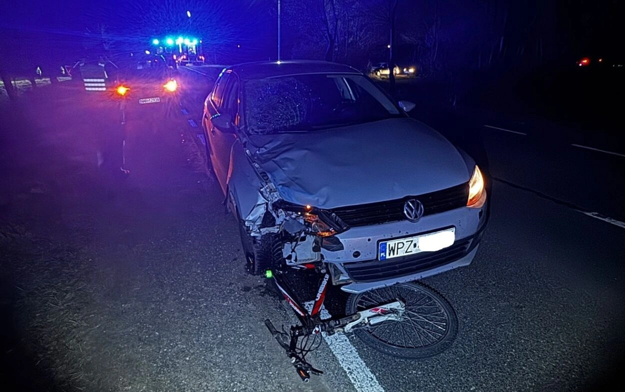 Wypadek rowerzysty w Czaplicach Furmanach