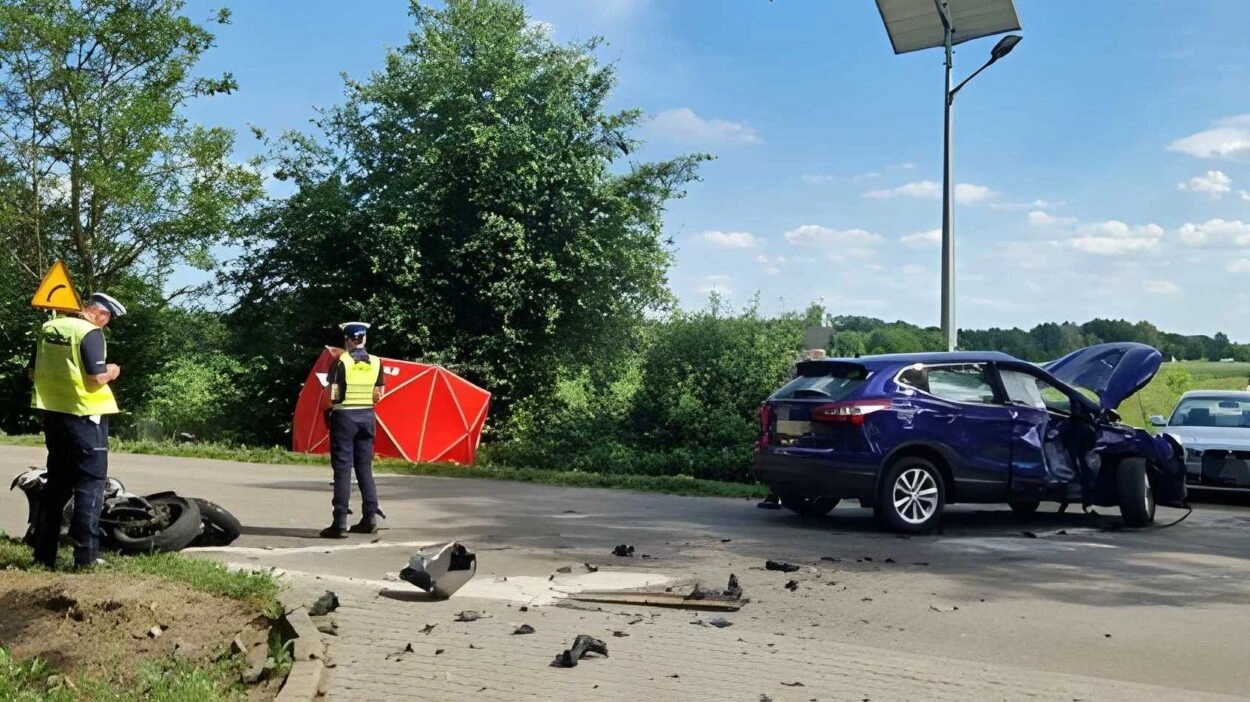 wypadek motocyklisty w Ołdakach
