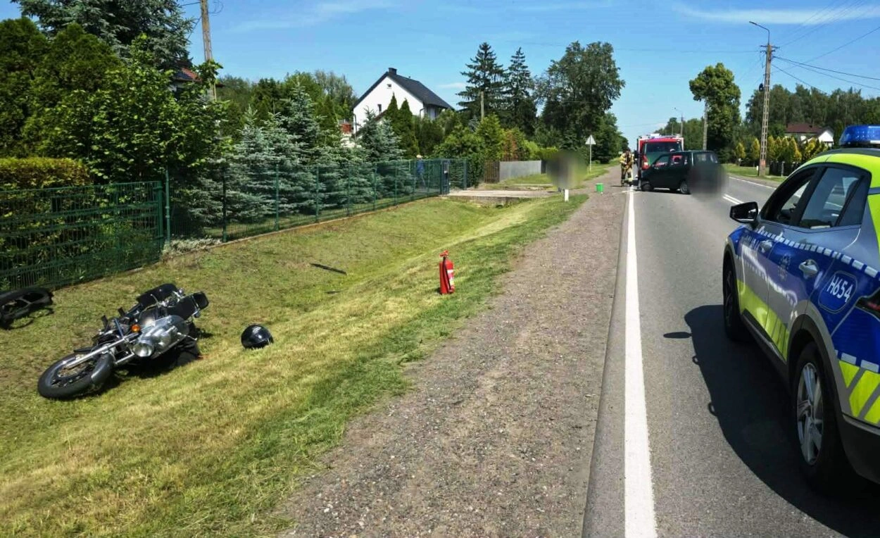 Wypadek motocyklisty w Karniewie