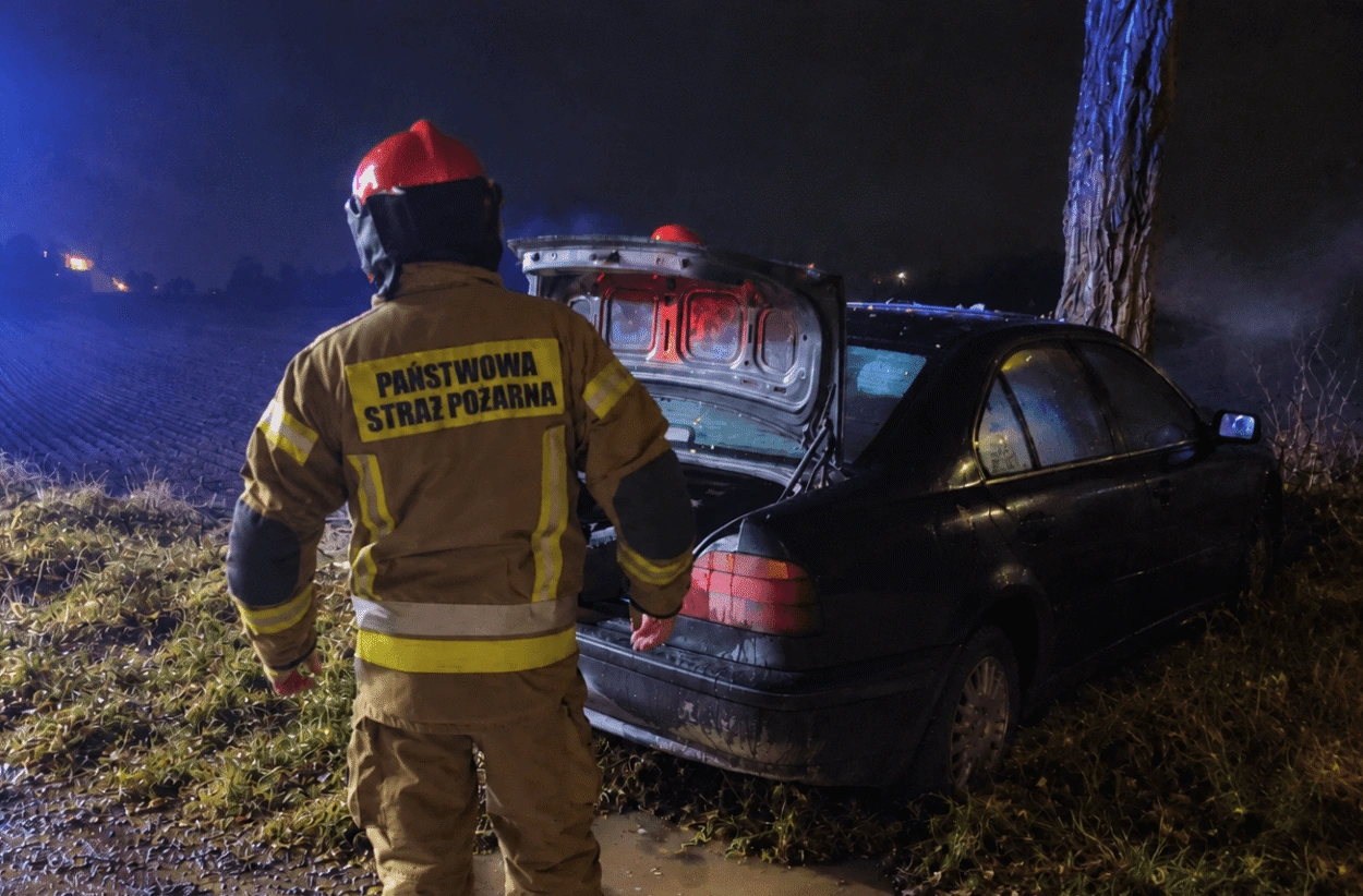 Zdarzenie drogowe w Chrzanowie, BMW uderzyło w drzewo