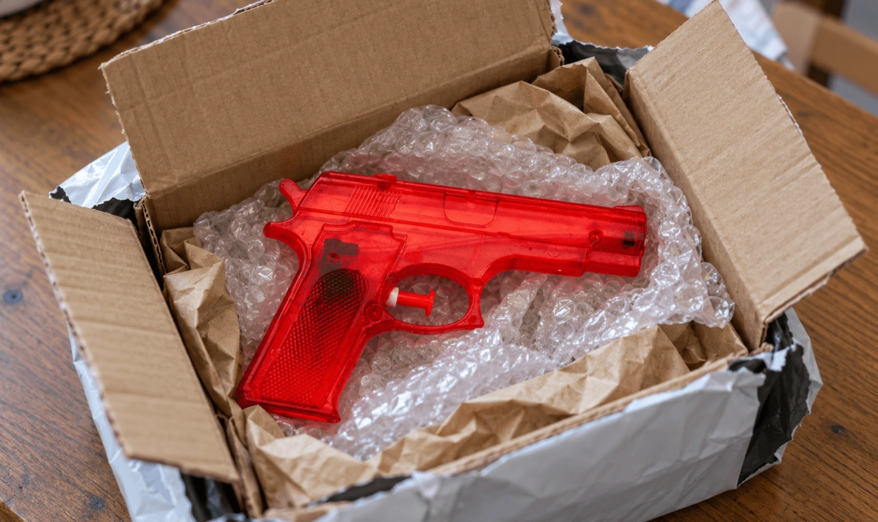 Senior z Makowa Mazowieckiego otrzymał plastikowy pistolet na wodę zamiast lornetki